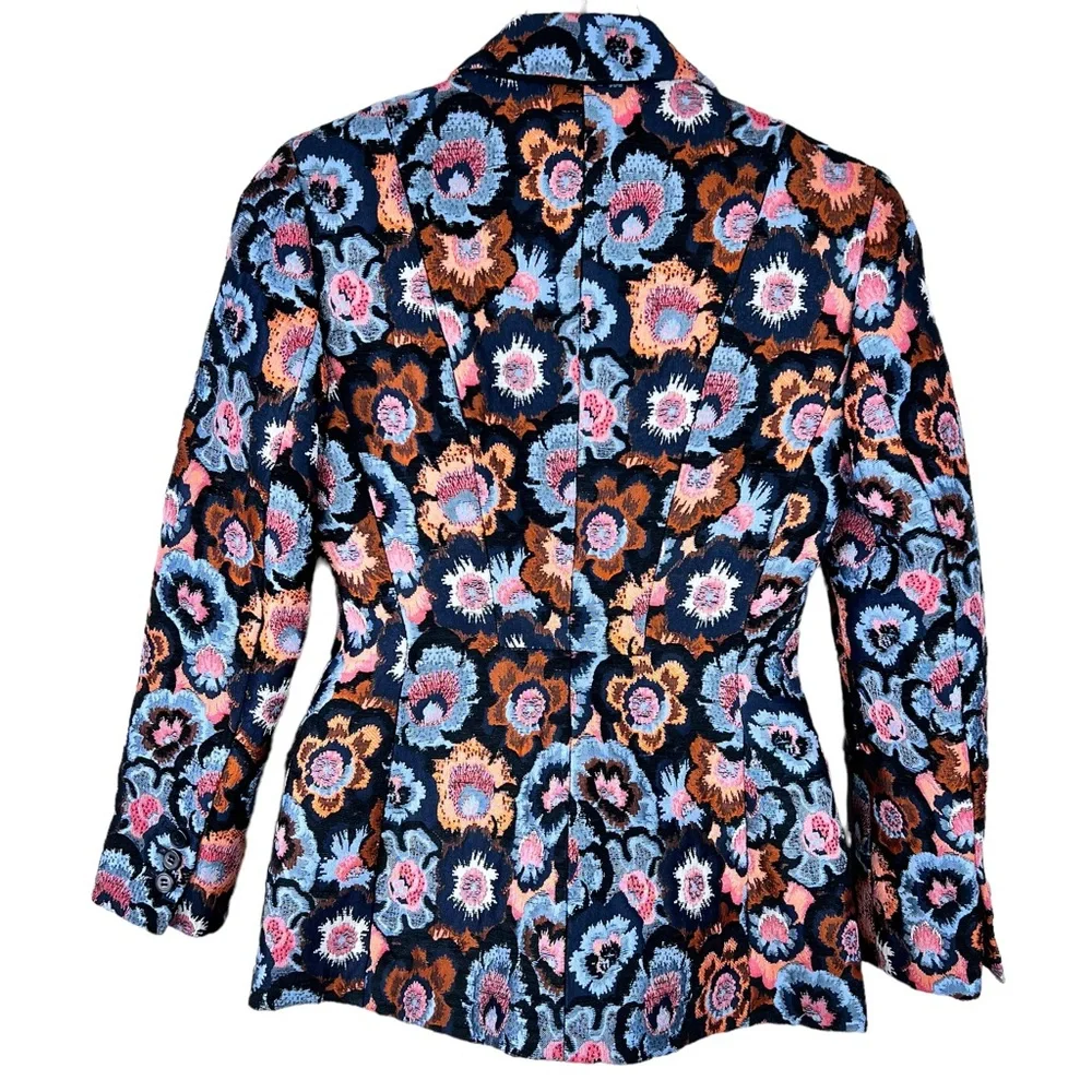 SOLD NWT THEORY Floral Print Embroidered Blazer Riding Jacket 2 Floral Jacquard - Picture 7 of 12
